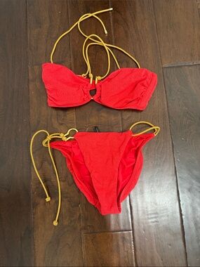 ViX PAULAHERMANNY- Firenze Diane Bandeau (L) Top (M) bottom set - Red Pepper